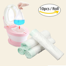 Load image into Gallery viewer, 10pcs/roll Universal Potty Training Toilet Seat Bin Bags Travel Potty Liner Disposable with Drawstring Easy Convenient Baby Care