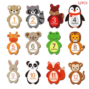 12PCS 1-12 Months Baby Monthly Milestone Sticker Baby Photography Props Photo Stickers